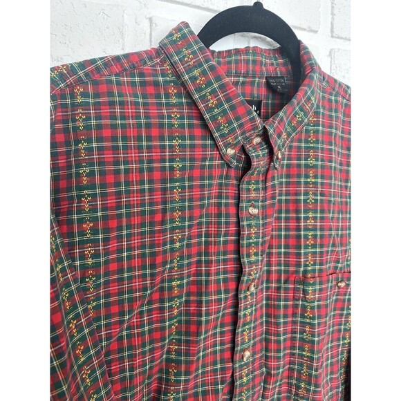 Red Other - Vintage Casbah Button Up Shirt Long Sleeve Mens XL Red Green Plaid Rare